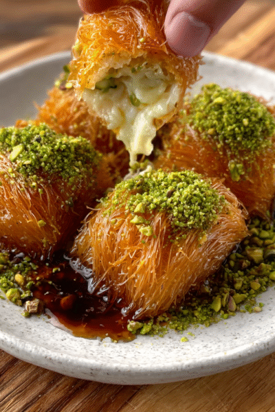 Sweet Cheese Konafa Rolls with Pistachio Dust