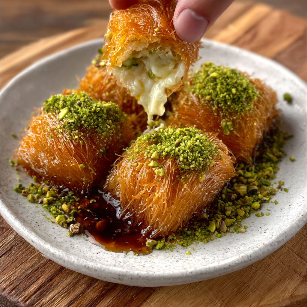 Sweet Cheese Konafa Rolls with Pistachio Dust