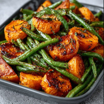Sweet Potato & Green Bean Tray Bake