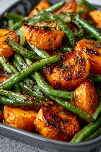 Sweet Potato & Green Bean Tray Bake