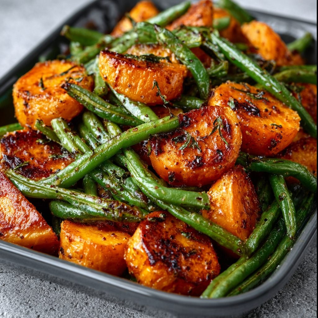 Sweet Potato & Green Bean Tray Bake