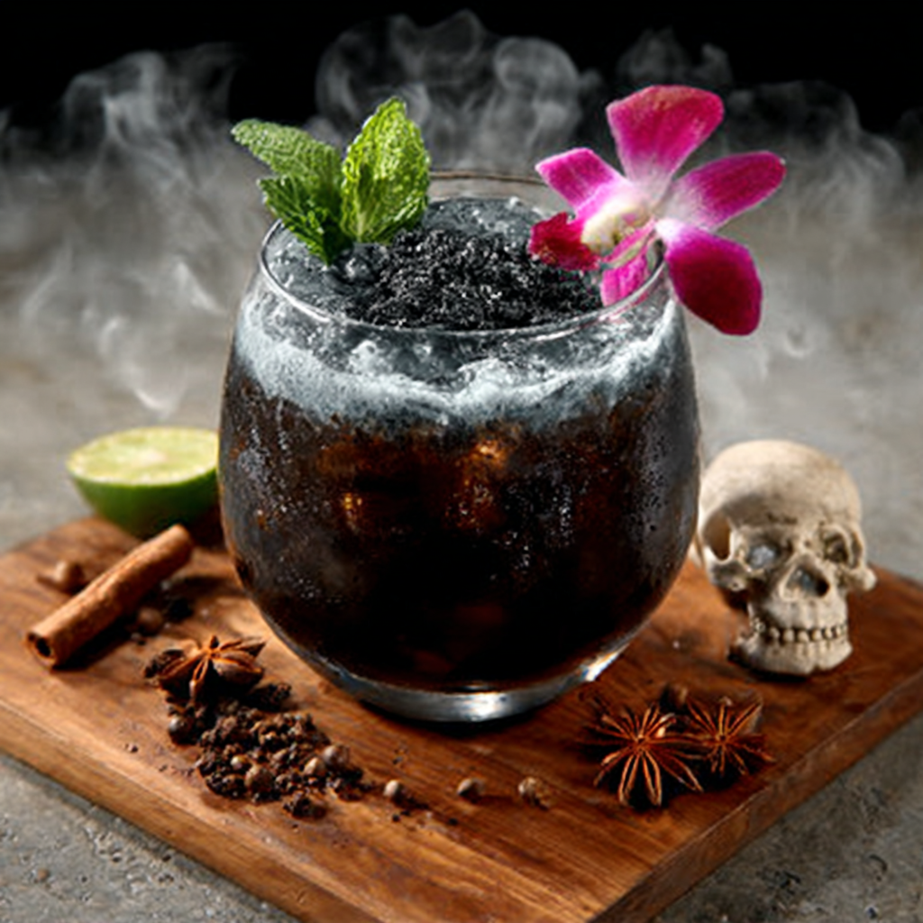 Thai Coconut Charcoal Iced Drink