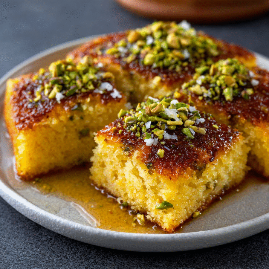 Turkish Pistachio-Saffron Revani Cake: A Sweet Delight! 6 Turkish Pistachio-Saffron Revani Cake