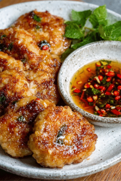 Vietnamese Fish Cakes with Fresh Herbs & Nuoc Cham