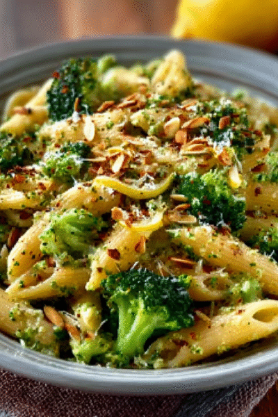Warm Broccoli, Almond & Lemon Pasta