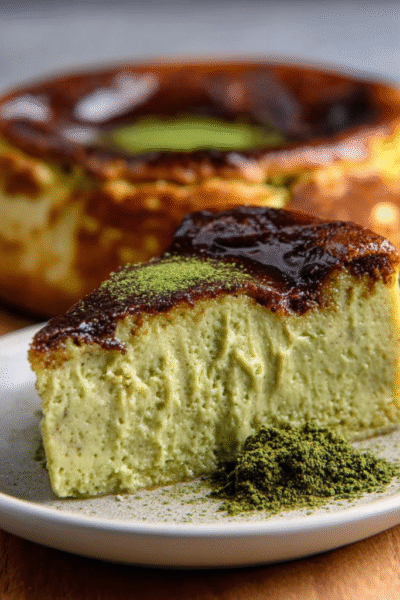 Basque Burnt Cheesecake (Matcha Swirl)