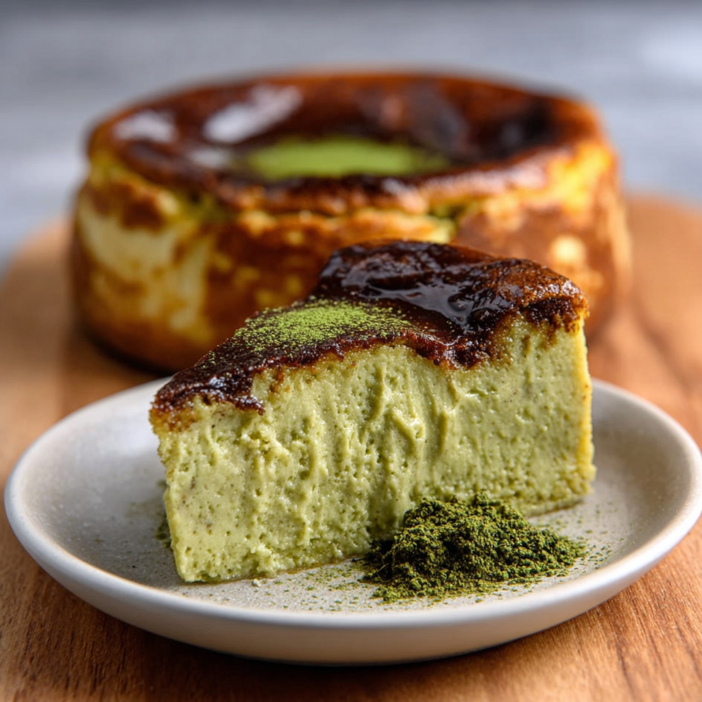 Basque Burnt Cheesecake (Matcha Swirl)