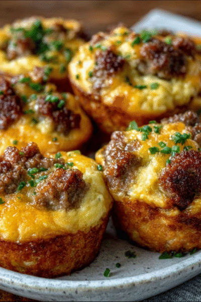 Beef Egg Muffins with Sausage & Cheddar