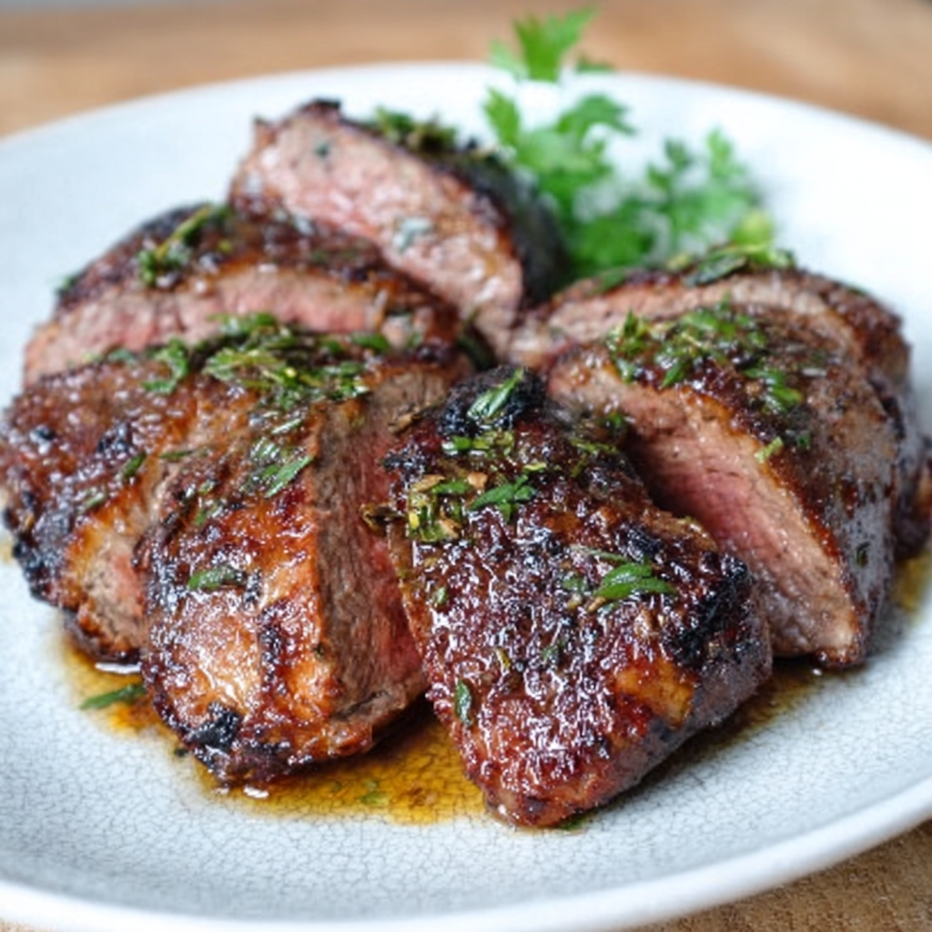 Beef Heart Steaks Seared in Clarified Butter