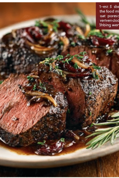 Beef Tenderloin with Red Wine Shallot Sauce