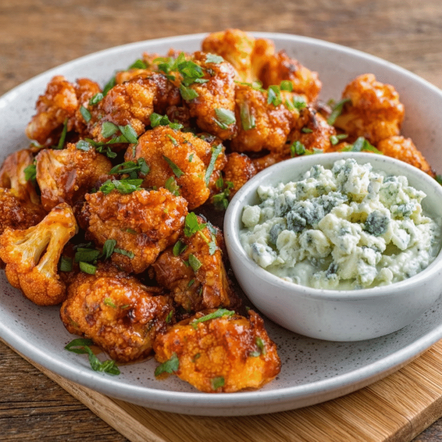 Buffalo Cauliflower Bites – Keto with Sugar-Free Dip Delight! 6 Buffalo Cauliflower Bites – Keto with Sugar-Free Blue Cheese Dip