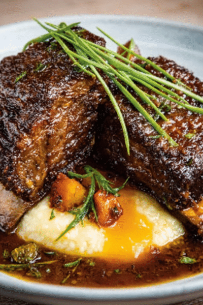 Butter-Braised Short Ribs with Egg Yolk Garnish