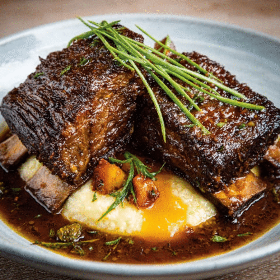 Butter-Braised Short Ribs with Egg Yolk Garnish