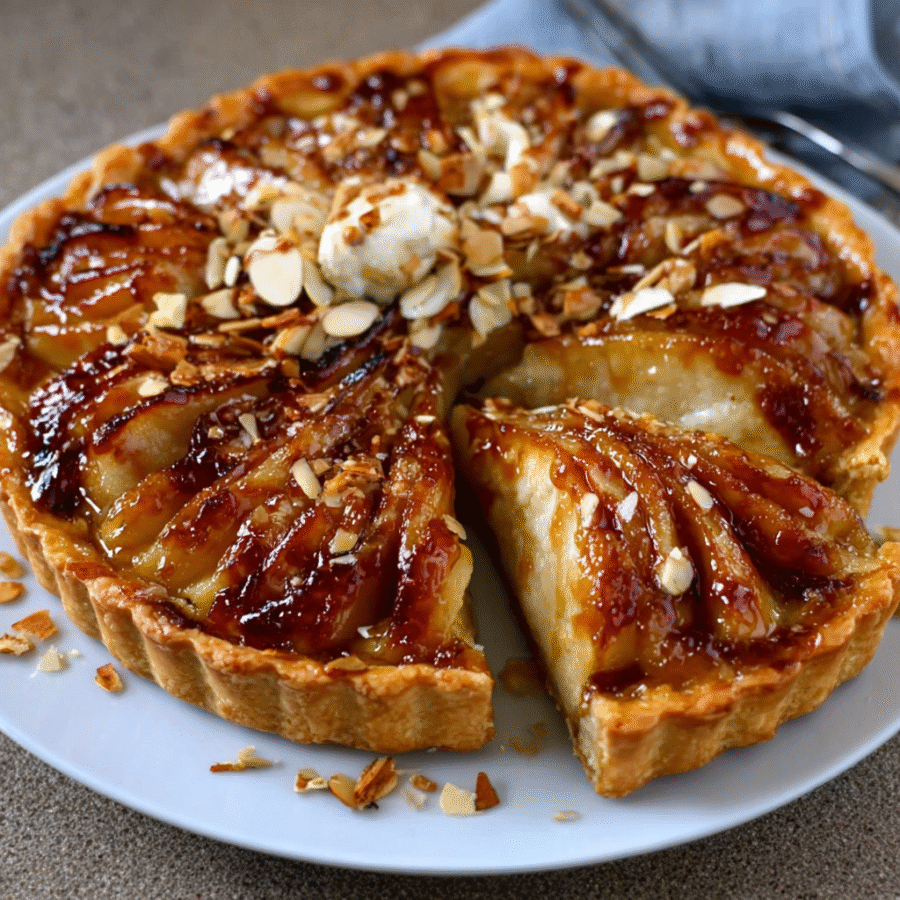 Caramelized Pear & Almond Tart