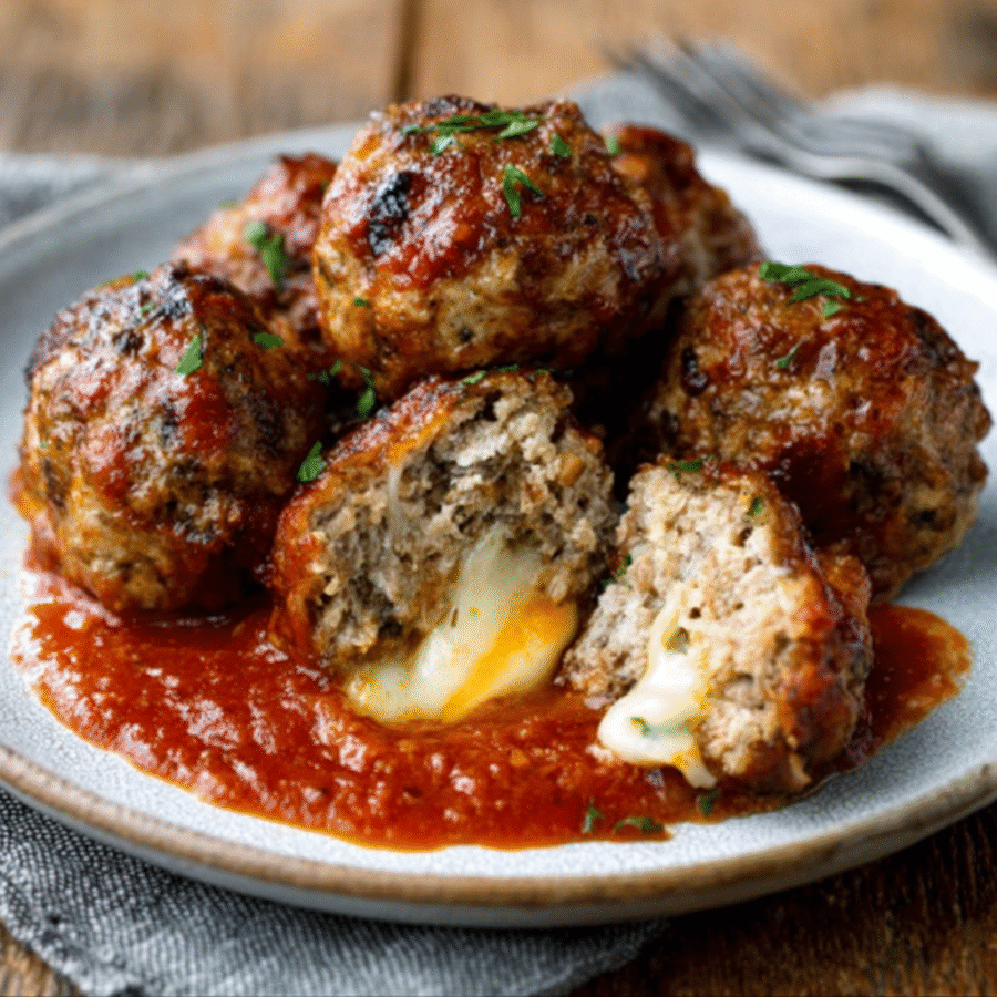 Cheddar-Stuffed Meatballs: Discover Cheesy Beef Bombs Today! 6 Cheddar-Stuffed Meatballs