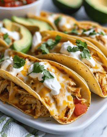 Cheesy Baked Chicken Tacos
