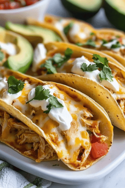 Cheesy Baked Chicken Tacos