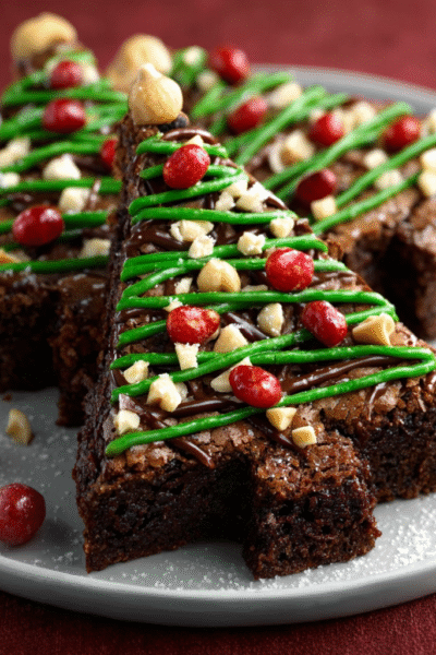 Chocolate Hazelnut Christmas Tree Brownies