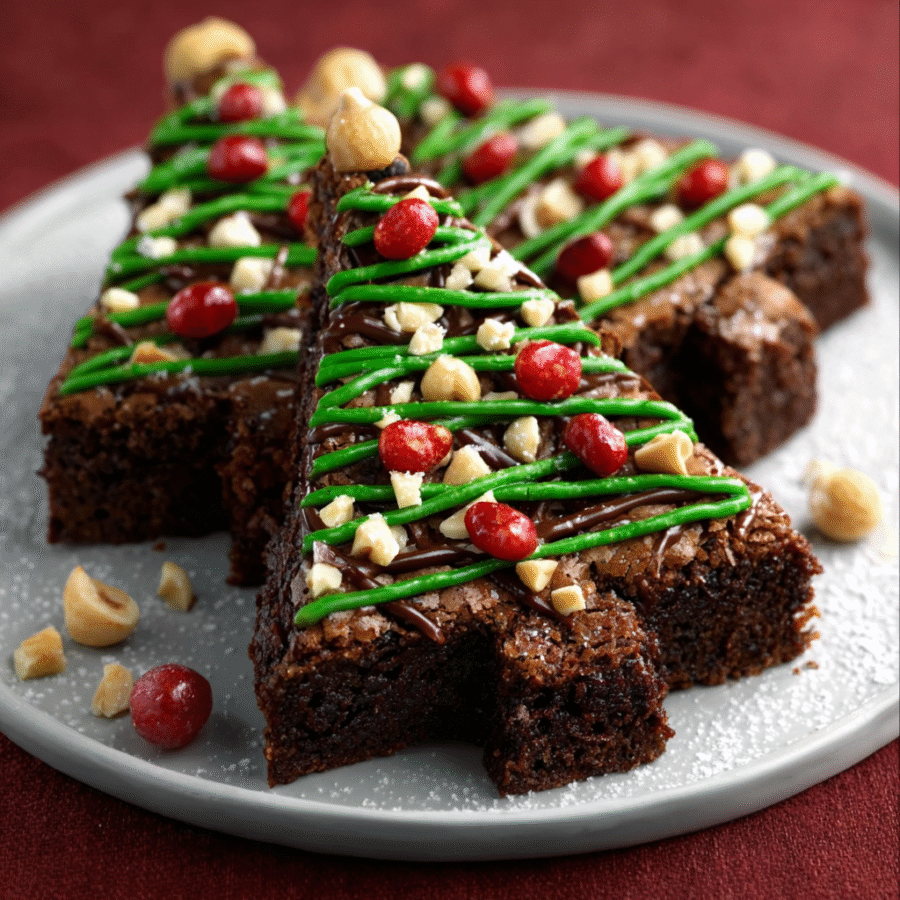 Chocolate Hazelnut Christmas Tree Brownies