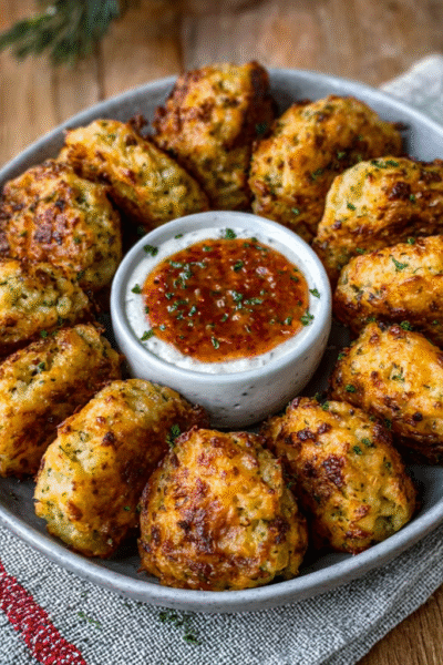 Christmas Cheesy Cauliflower Tots with Ranch Dip