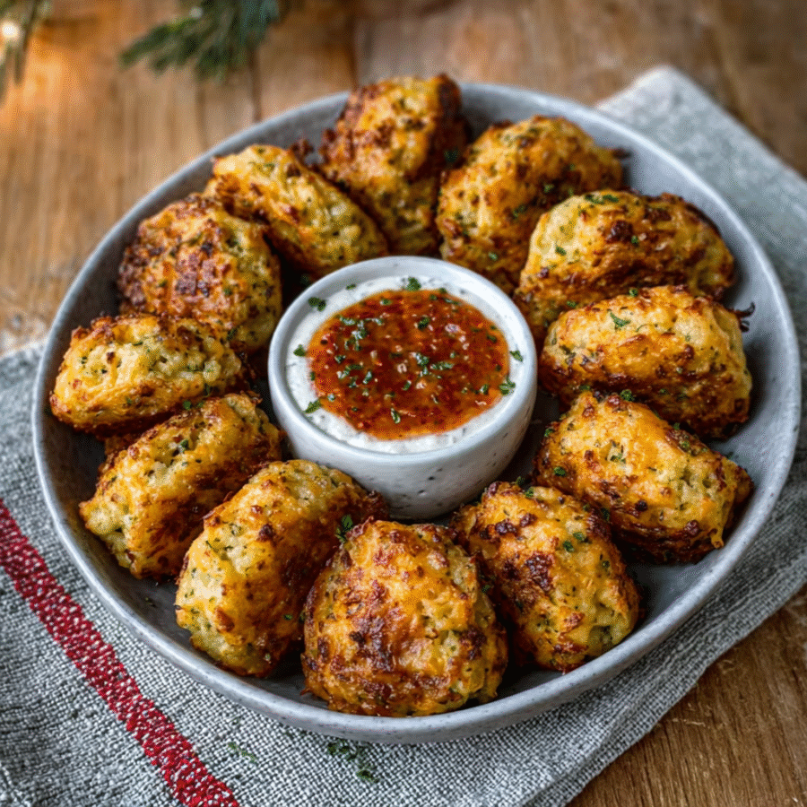 Christmas Cheesy Cauliflower Tots with Ranch Dip Delight! 6 Christmas Cheesy Cauliflower Tots with Ranch Dip