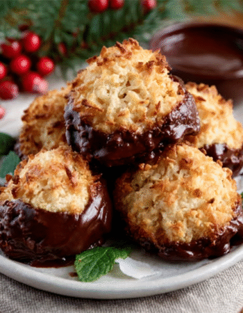 Christmas Chocolate-Dipped Coconut Macaroons (Keto-Friendly)