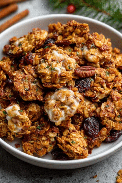 Christmas Cinnamon Butter Pecan Keto Granola Clusters