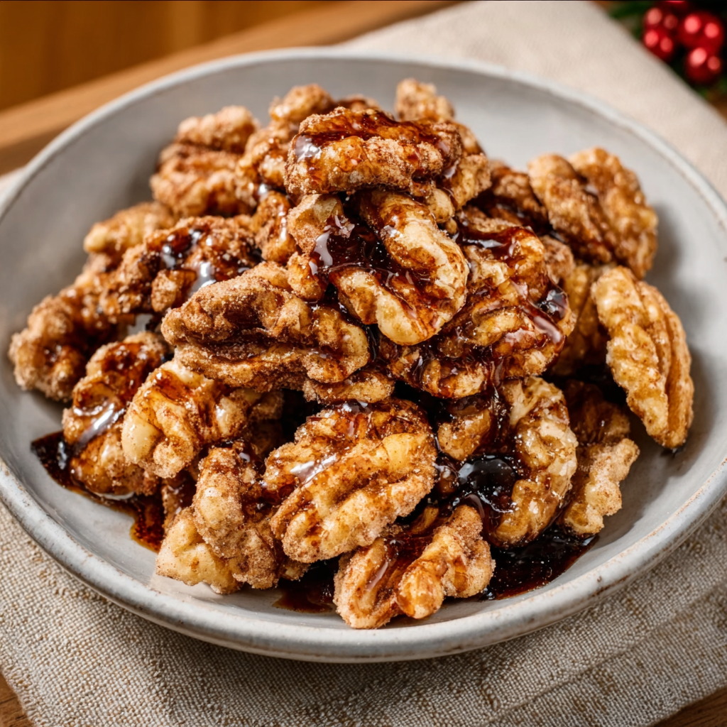 Christmas Cinnamon-Glazed Walnuts with Allulose Drizzle
