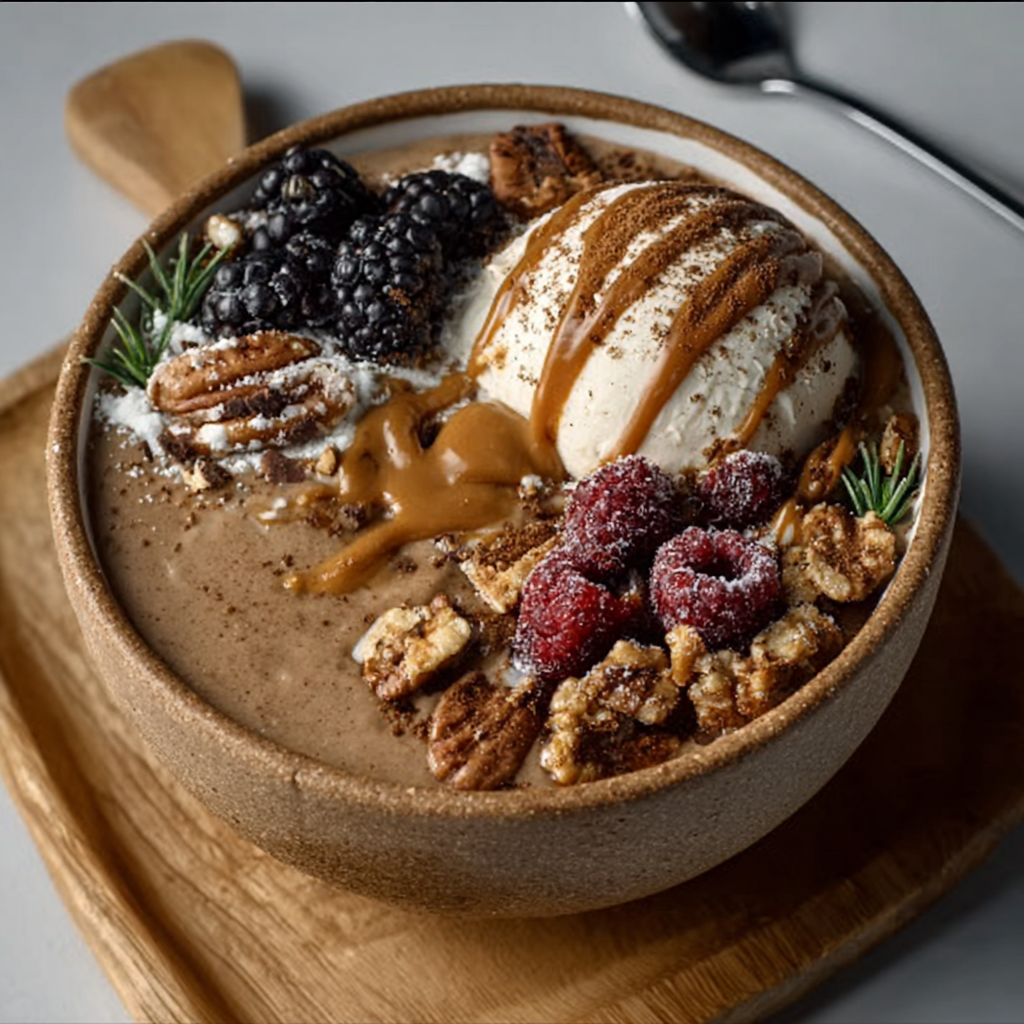 Christmas Gingerbread-Spiced Keto Smoothie Bowl