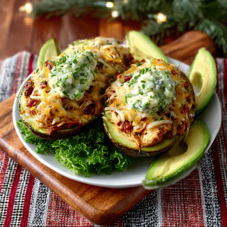 Christmas Herb-Roasted Turkey-Stuffed Avocados