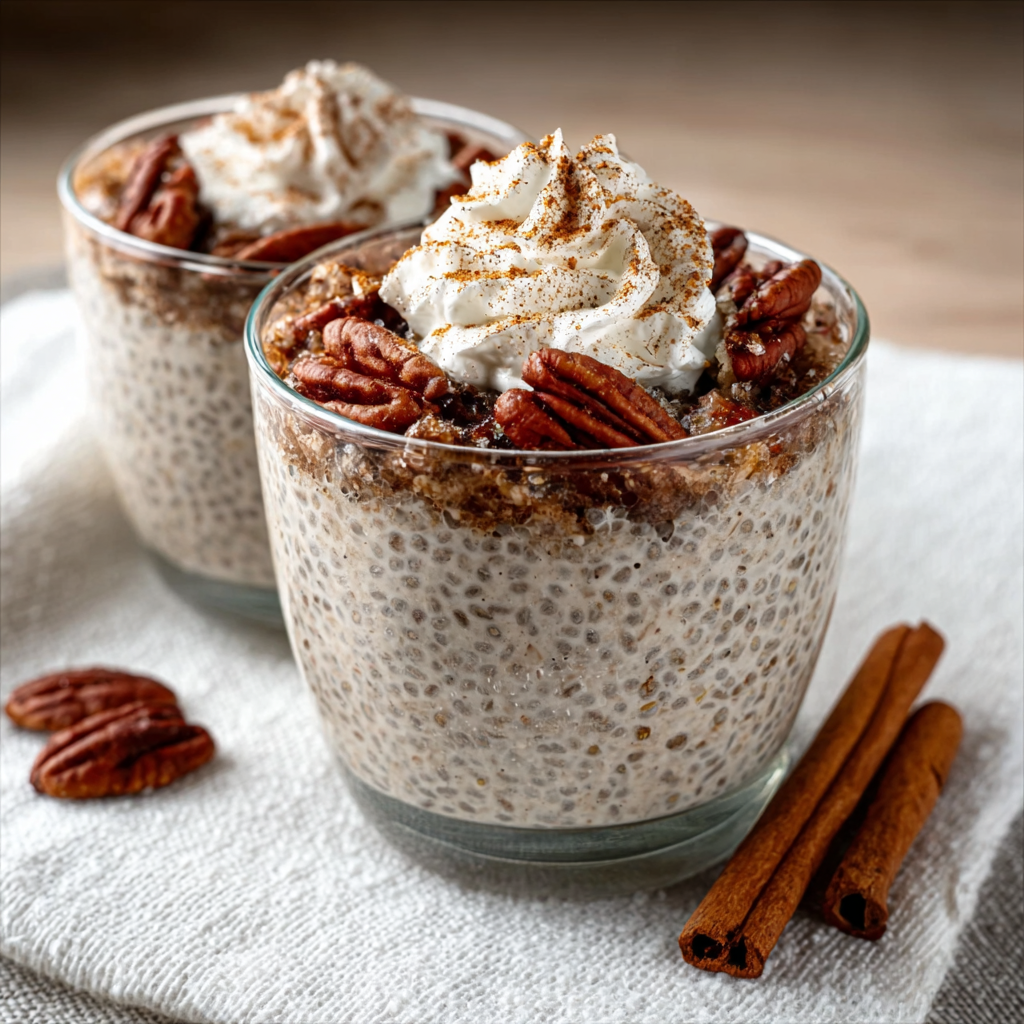Christmas Keto Eggnog Chia Pudding with Cinnamon Whipped Cream