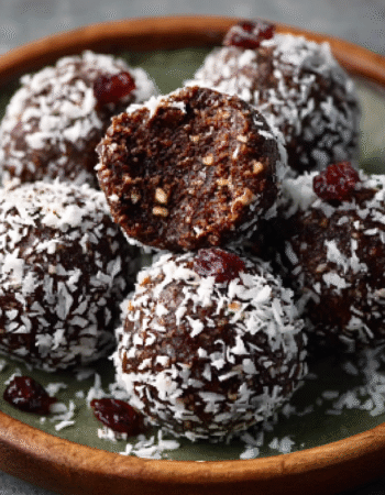 Christmas No-Bake Cocoa Coconut Energy Bites