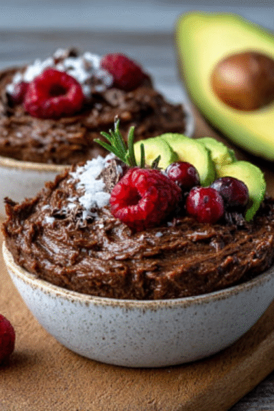 Christmas Peppermint Chocolate Avocado Mousse Cups