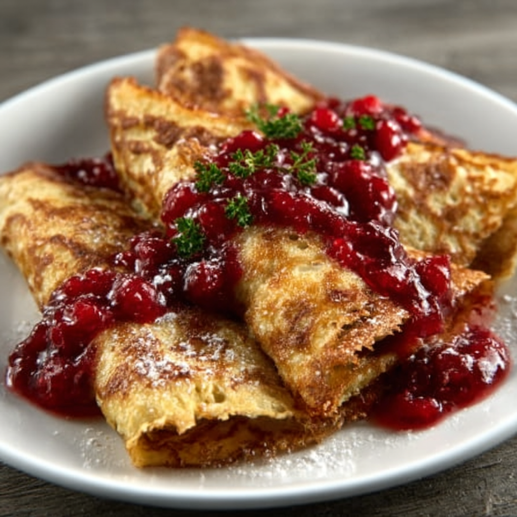 Christmas Spiced Almond Flour Crepes with Sugar-Free Berry Compote
