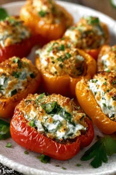 Christmas Stuffed Mini Peppers with Herbed Cream Cheese