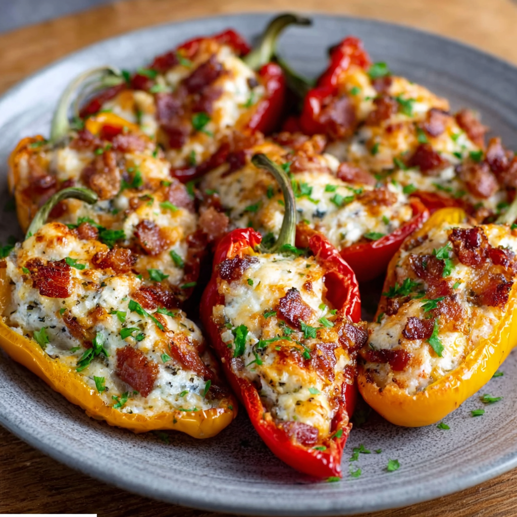 Cream Cheese & Bacon Stuffed Mini Peppers – Keto Snack