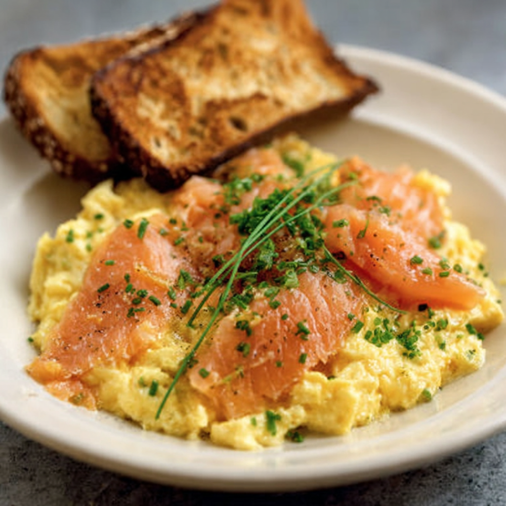 Creamy Scrambled Eggs with Smoked Salmon