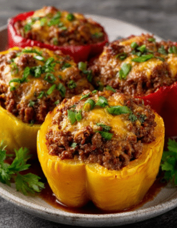 Egg-Stuffed Bell Peppers (Ground Beef Filling)