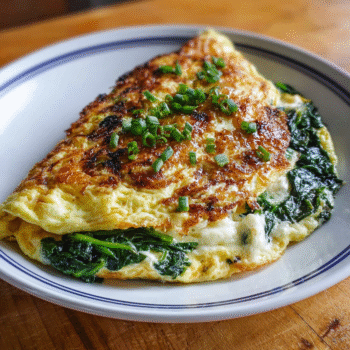 Fluffy Cheese Omelet with Spinach