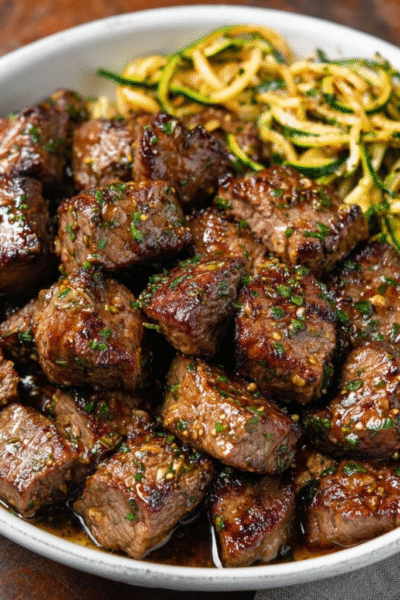 Garlic Butter Steak Bites with Zucchini