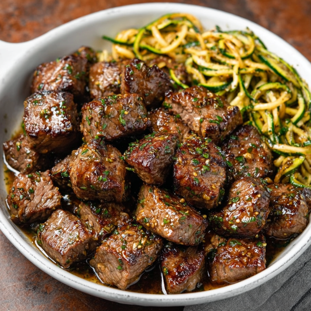 Garlic Butter Steak Bites with Zucchini