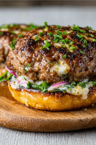 Grass-Fed Hamburger Patties Smothered in Cheese and Butter