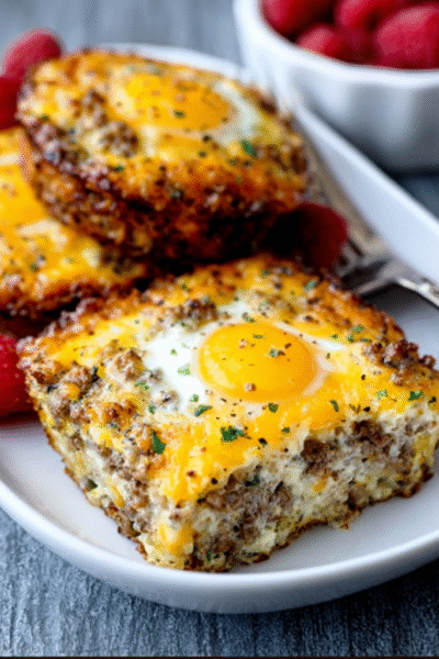 Ground Beef & Egg Breakfast Cups with Cheese Crust