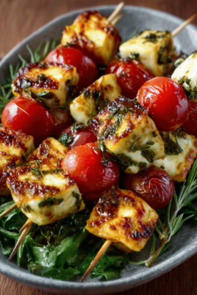 Halloumi & Cherry Tomato Skewers – Keto Grill-Style