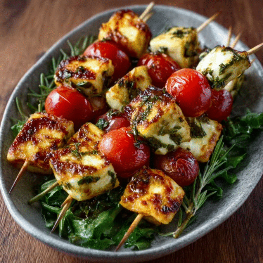 Halloumi & Cherry Tomato Skewers – Keto Grill-Style