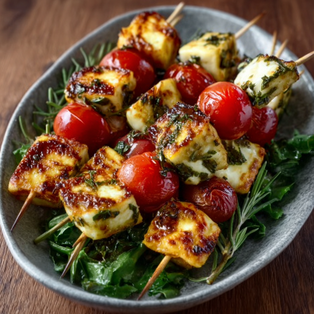 Halloumi & Cherry Tomato Skewers – Keto Grill-Style