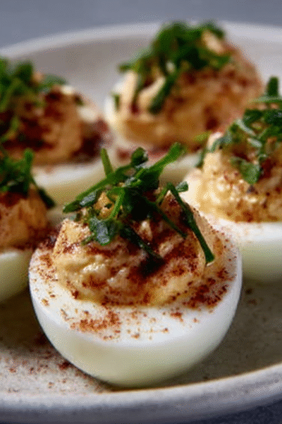 Hard-Boiled Quail Eggs Stuffed with Tallow
