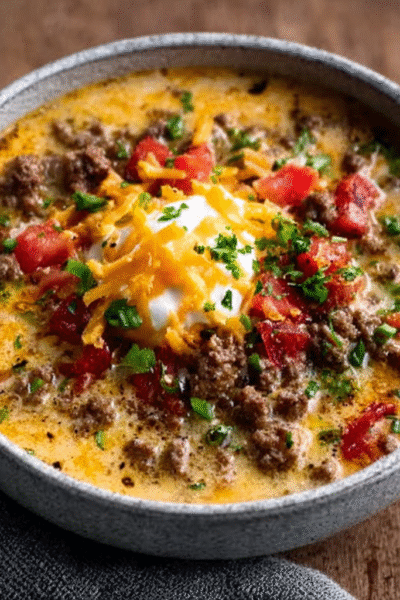 Keto Beef Cheeseburger Soup