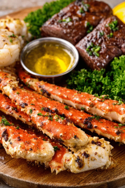 King Crab Legs with Garlic Beef Dripping