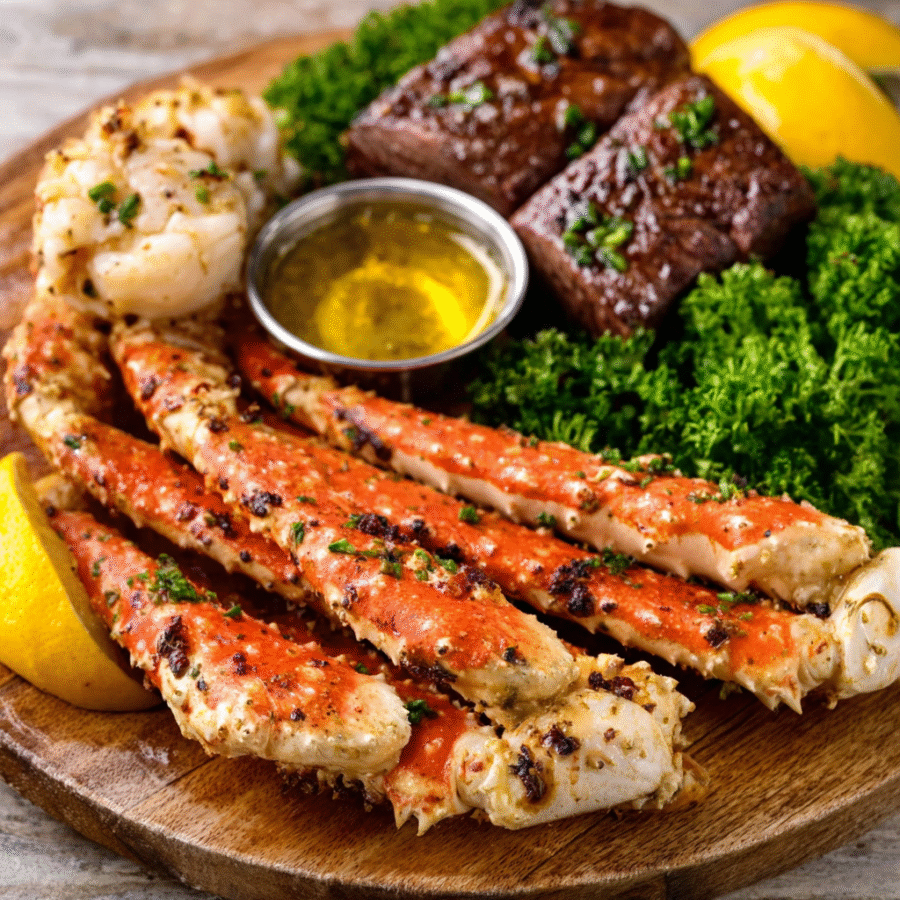 King Crab Legs with Garlic Beef Dripping: A Delightful Treat 6 King Crab Legs with Garlic Beef Dripping